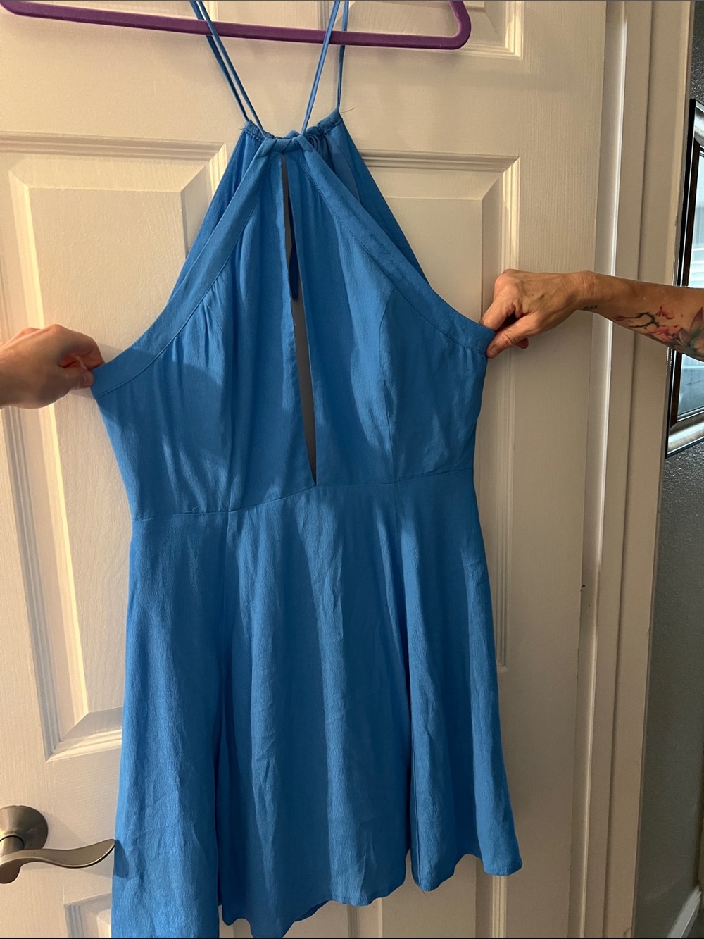 Lovers + Friends Sky Blue Key Hole Halter Dress